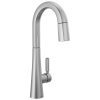 DELTA Monrovia Single Handle Pull-Down Bar/Prep Faucet — Lumicoat® Arctic Stainless