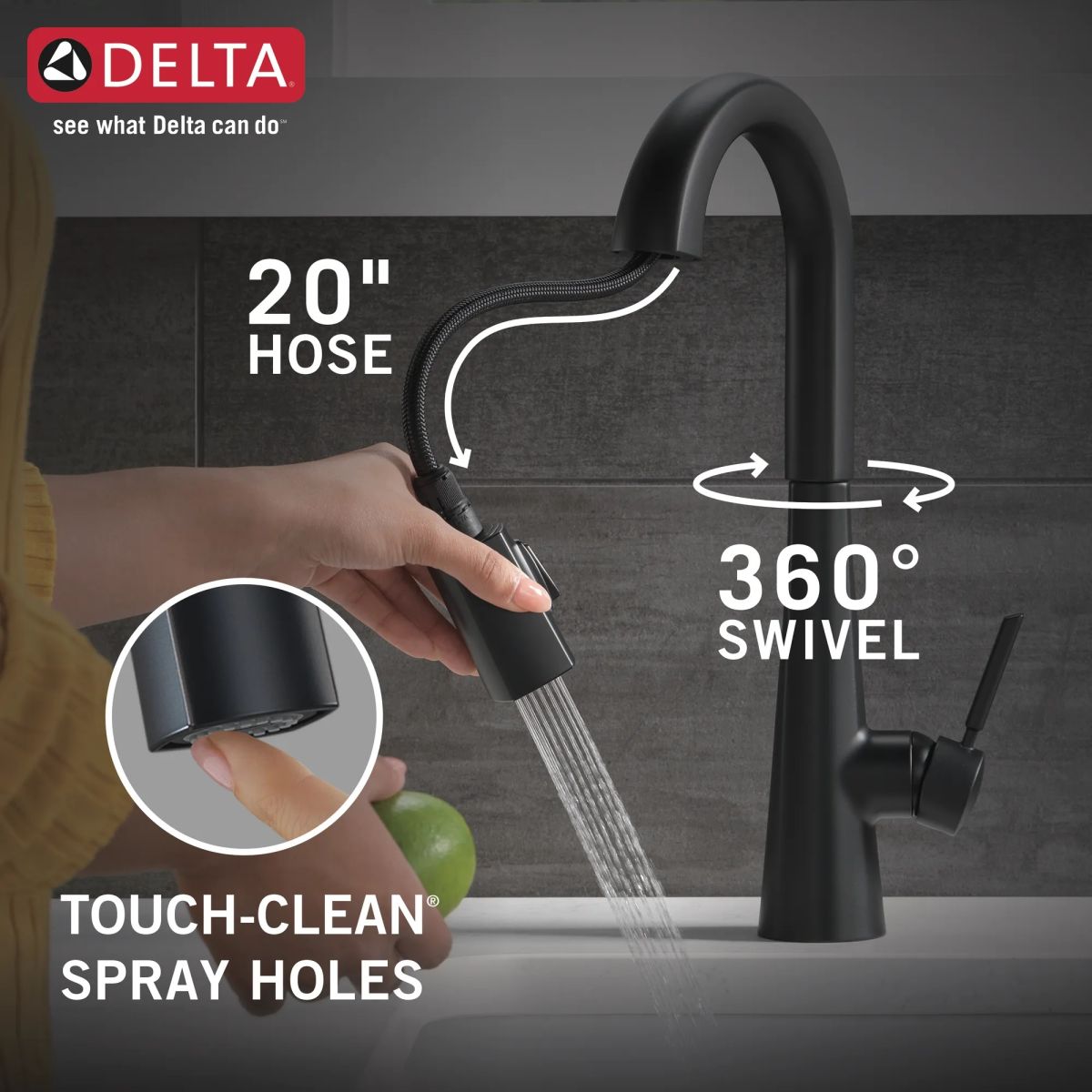 DELTA Monrovia Single Handle Pull-Down Bar/Prep Faucet — Matte Black