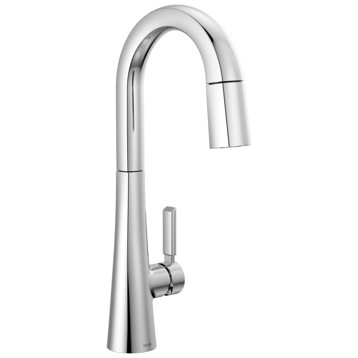DELTA Monrovia Single Handle Pull-Down Bar/Prep Faucet — Lumicoat® Chrome