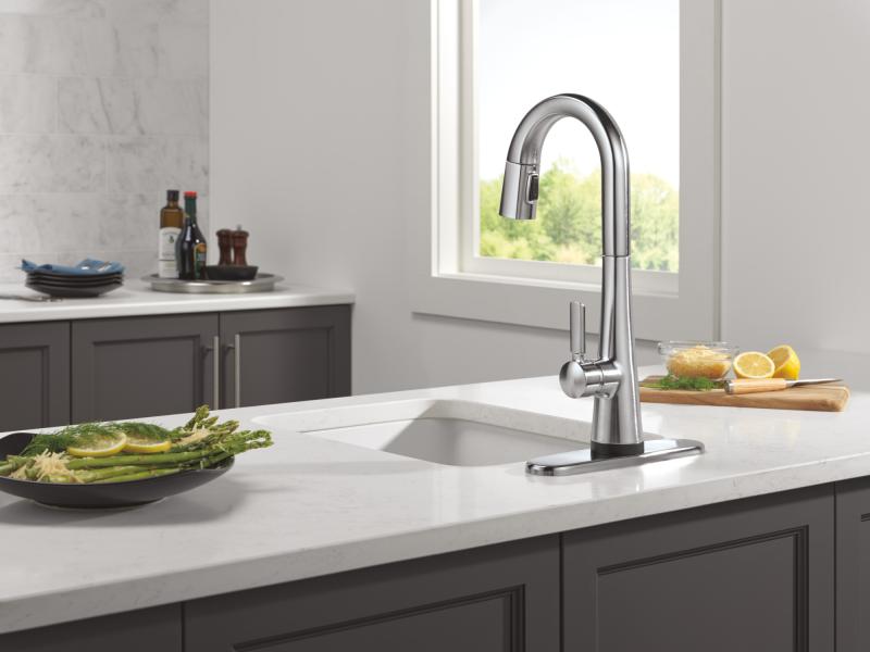 DELTA Monrovia Touch2O Bar / Prep Faucet with Touchless Technology — Lumicoat® Arctic Stainless