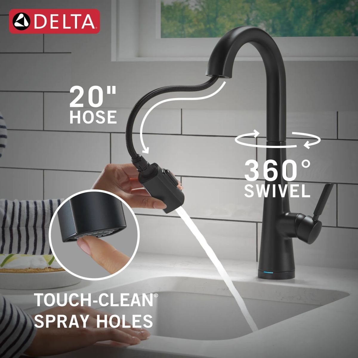 DELTA Monrovia Touch2O Bar / Prep Faucet with Touchless Technology — Matte Black