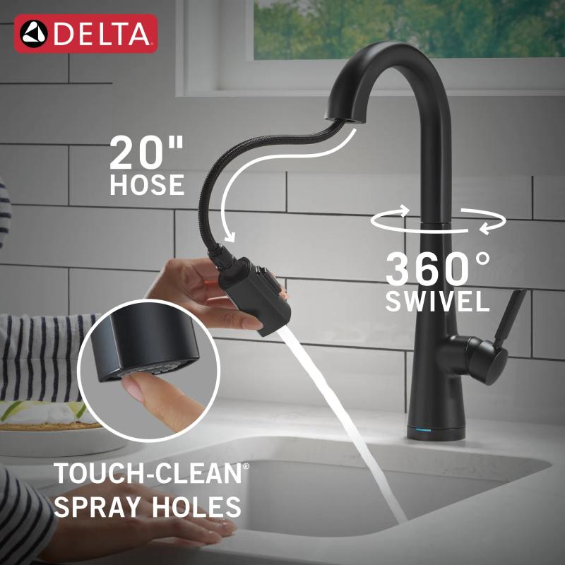 DELTA Monrovia Touch2O Bar / Prep Faucet with Touchless Technology — Matte Black
