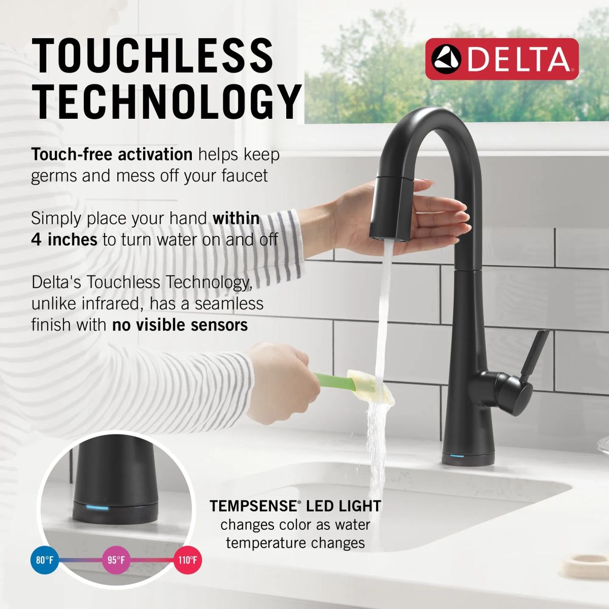 DELTA Monrovia Touch2O Bar / Prep Faucet with Touchless Technology — Matte Black