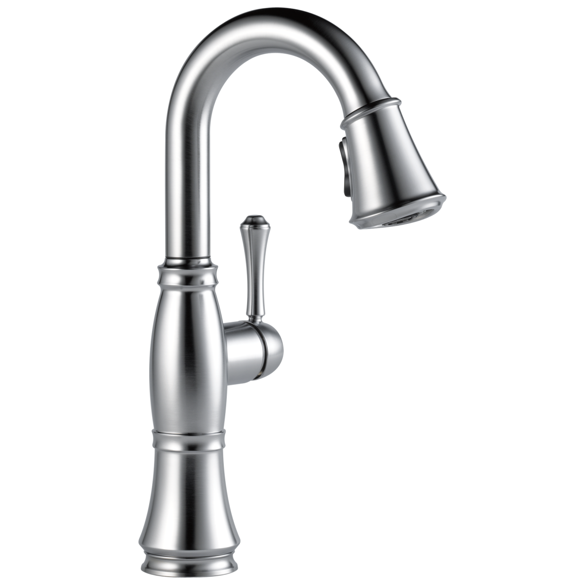 DELTA Cassidy Single Handle Pull-Down Bar/Prep Faucet — Lumicoat® Arctic Stainless