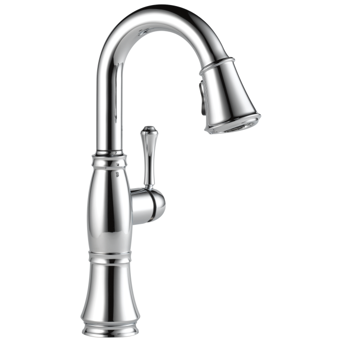 DELTA Cassidy Single Handle Pull-Down Bar/Prep Faucet — Lumicoat® Chrome