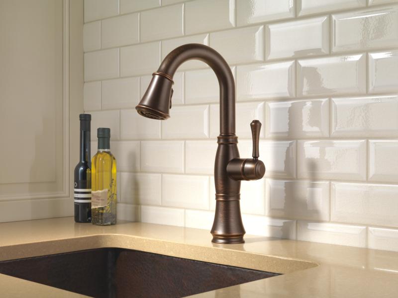 DELTA Cassidy Single Handle Pull-Down Bar / Prep Faucet — Venetian Bronze