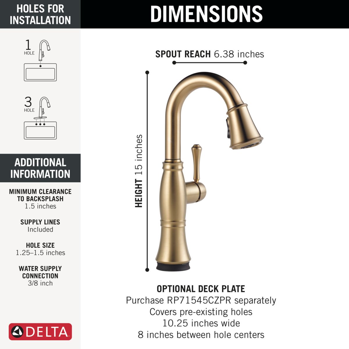DELTA Cassidy Touch2O Bar / Prep Faucet with Touchless Technology — Lumicoat® Champagne Bronze
