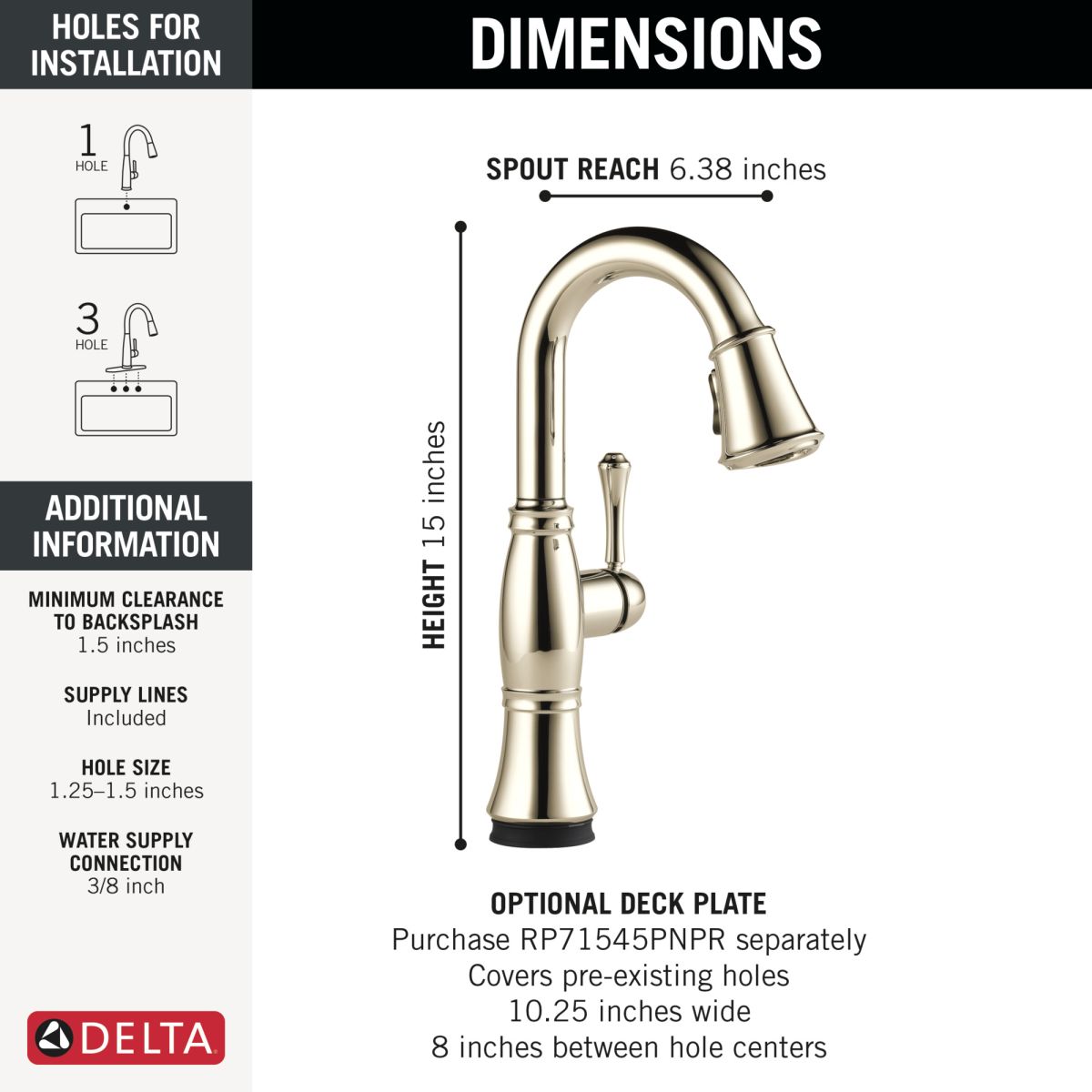 DELTA Cassidy Touch2O Bar / Prep Faucet with Touchless Technology — Lumicoat® Polished Nickel