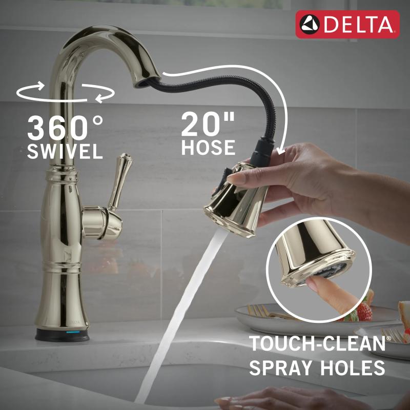 DELTA Cassidy Touch2O Bar / Prep Faucet with Touchless Technology — Lumicoat® Polished Nickel