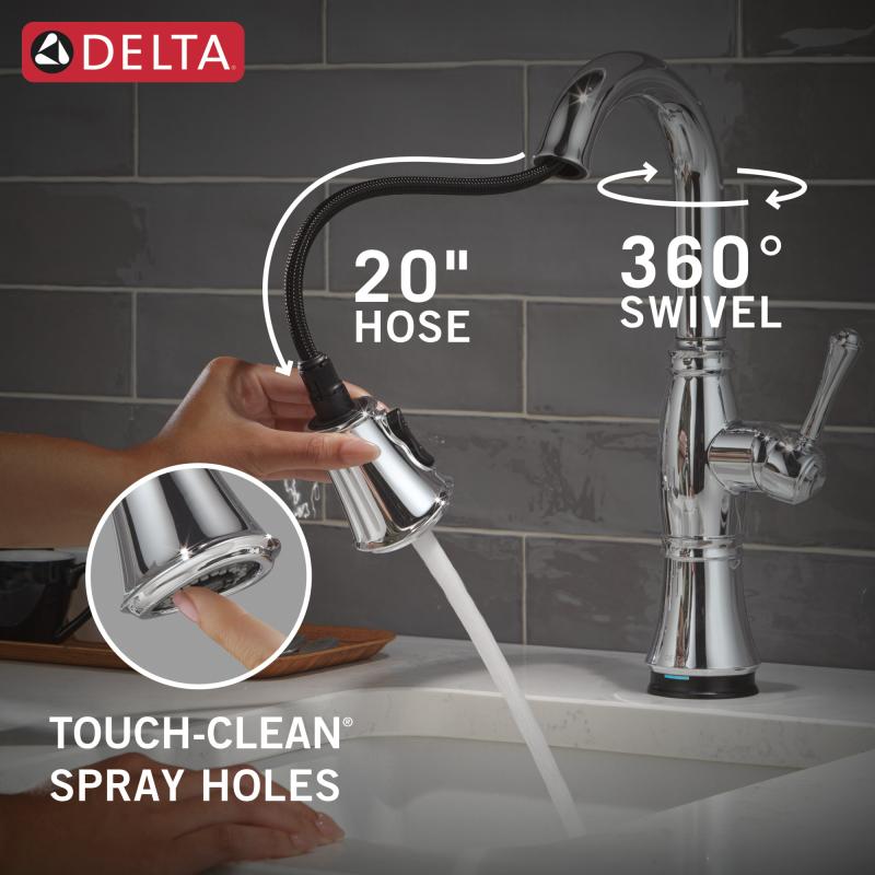 DELTA Cassidy Touch2O Bar / Prep Faucet with Touchless Technology — Lumicoat® Chrome