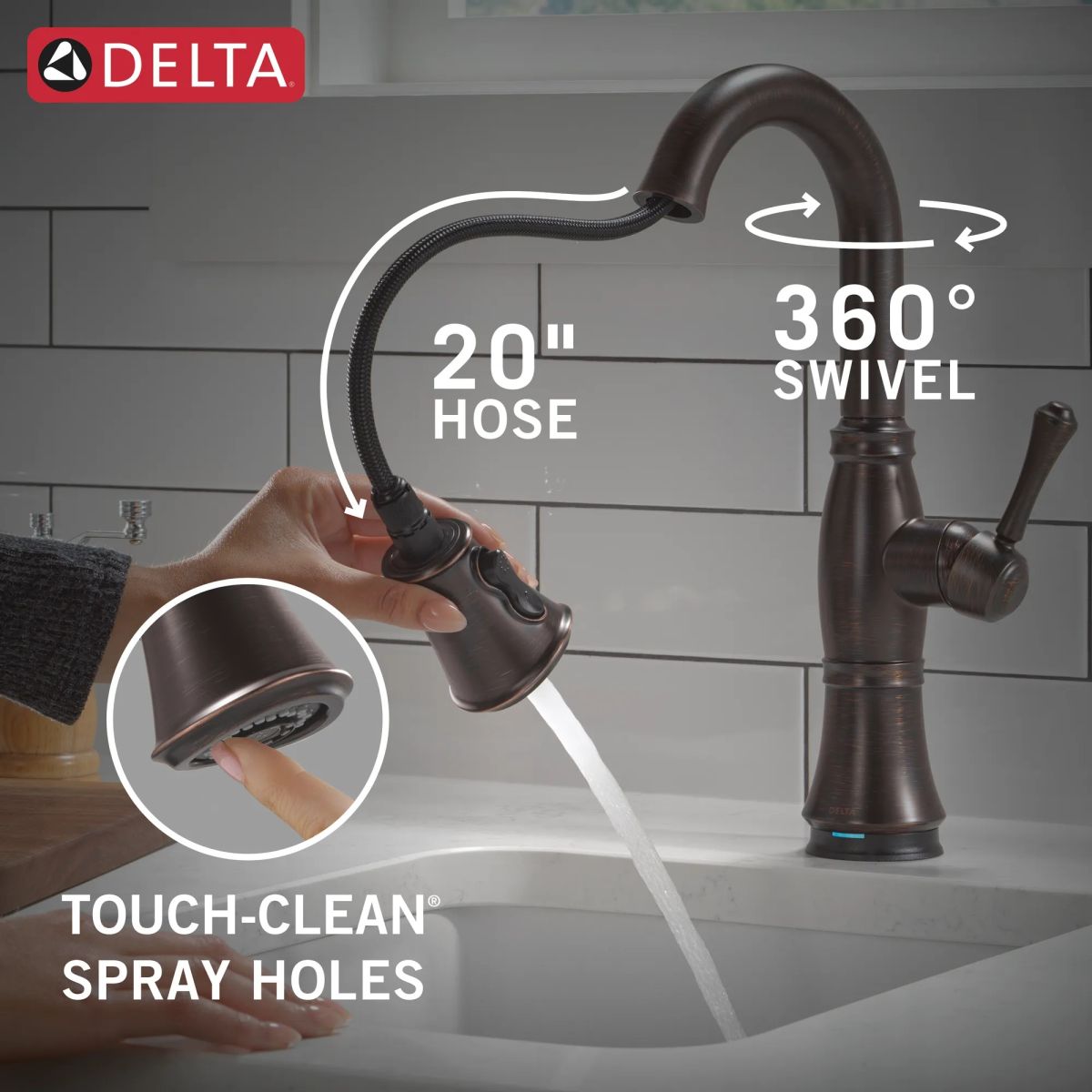DELTA Cassidy Touch2O Bar / Prep Faucet with Touchless Technology — Venetian Bronze
