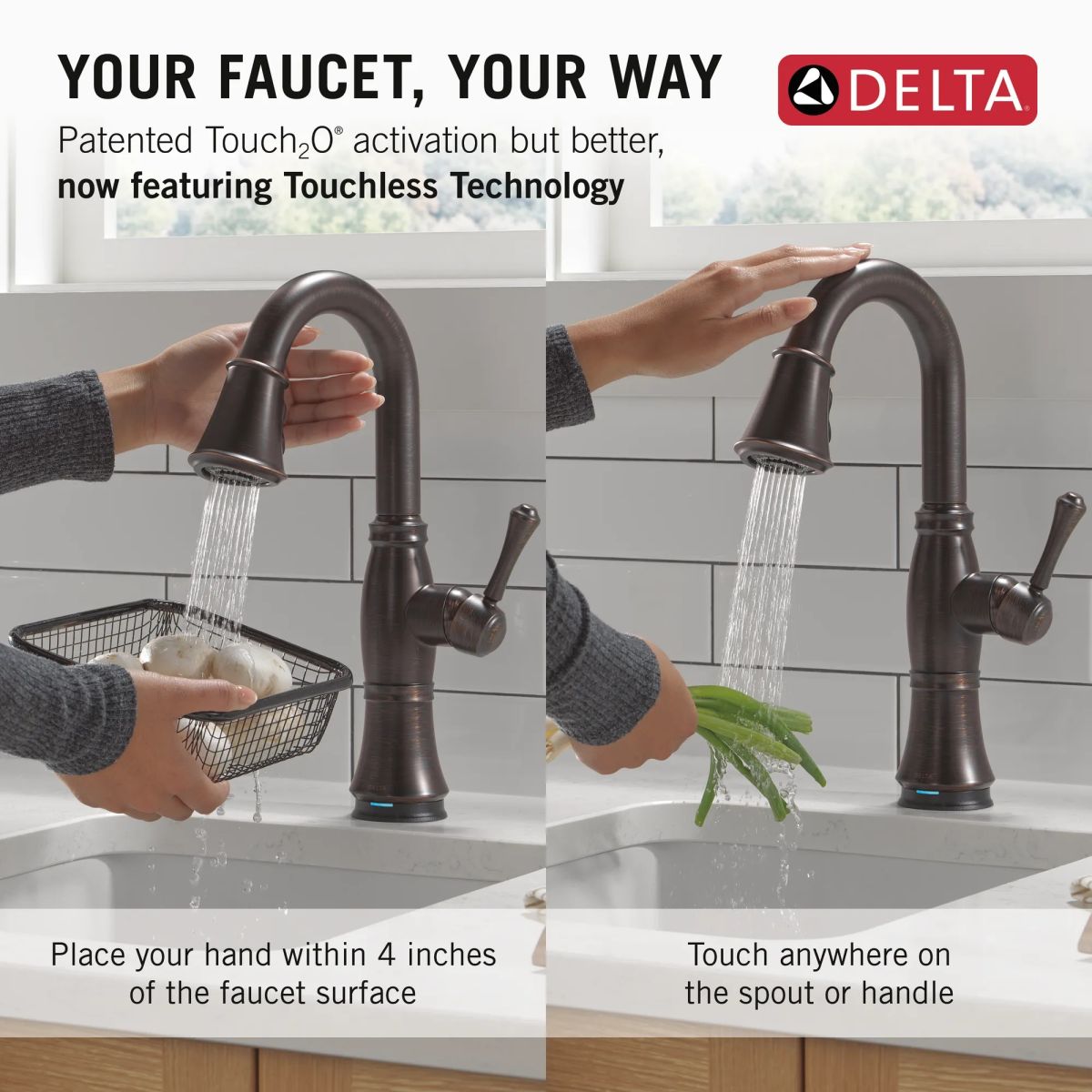 DELTA Cassidy Touch2O Bar / Prep Faucet with Touchless Technology — Venetian Bronze