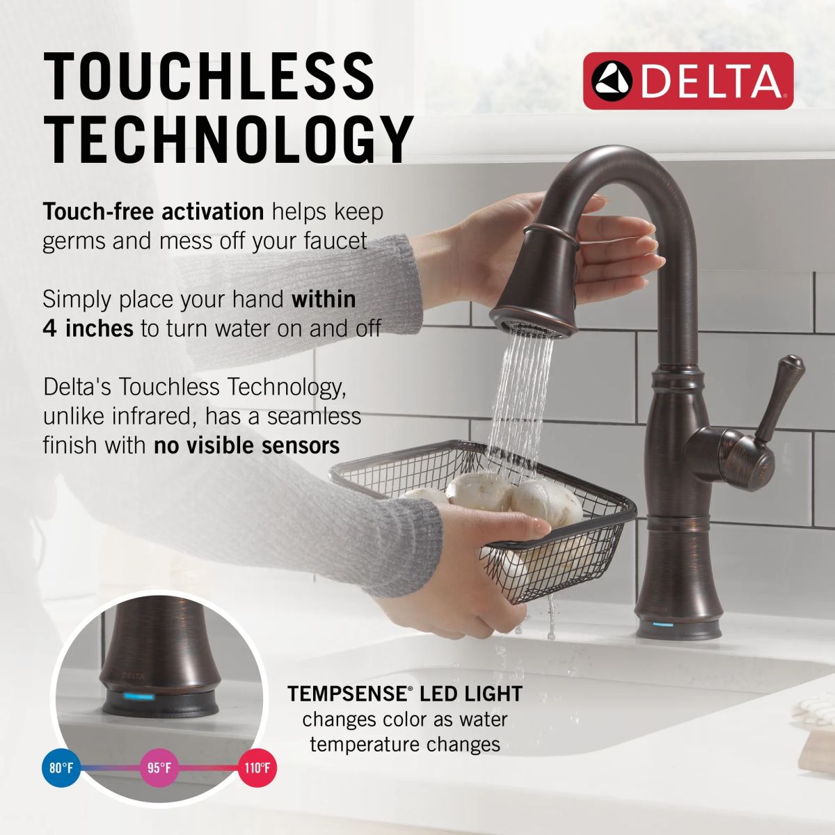 DELTA Cassidy Touch2O Bar / Prep Faucet with Touchless Technology — Venetian Bronze