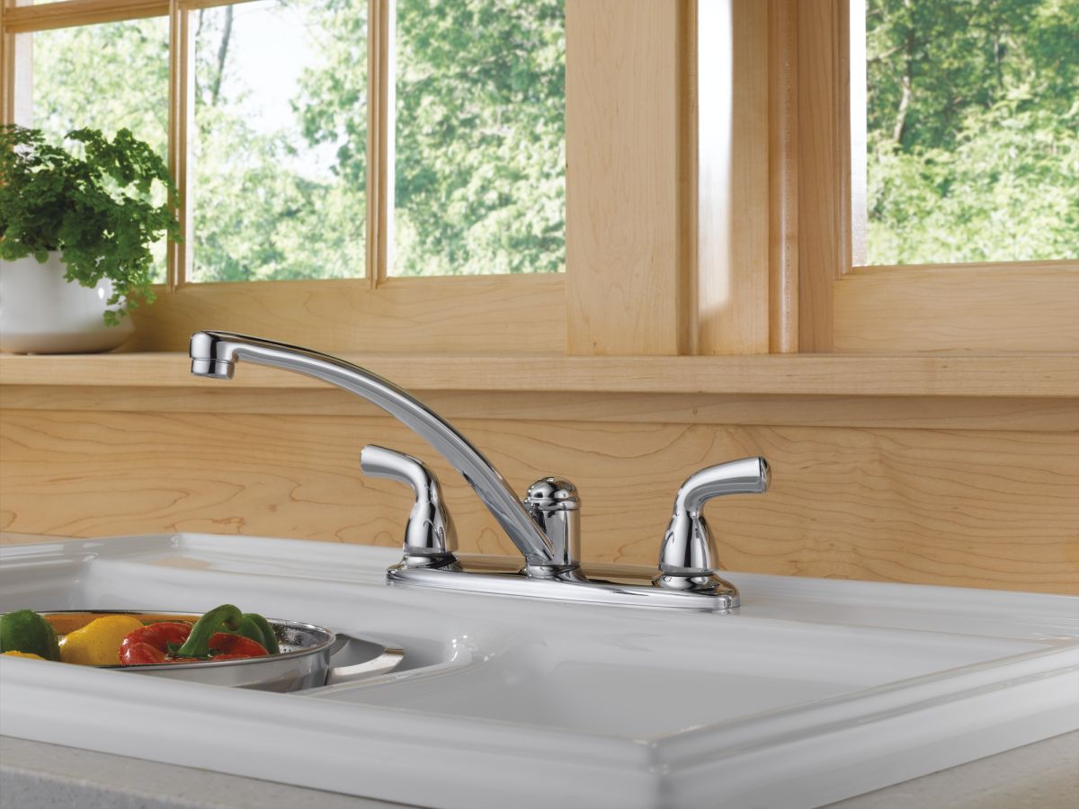 DELTA Foundations Two Handle Kitchen Faucet — Chrome