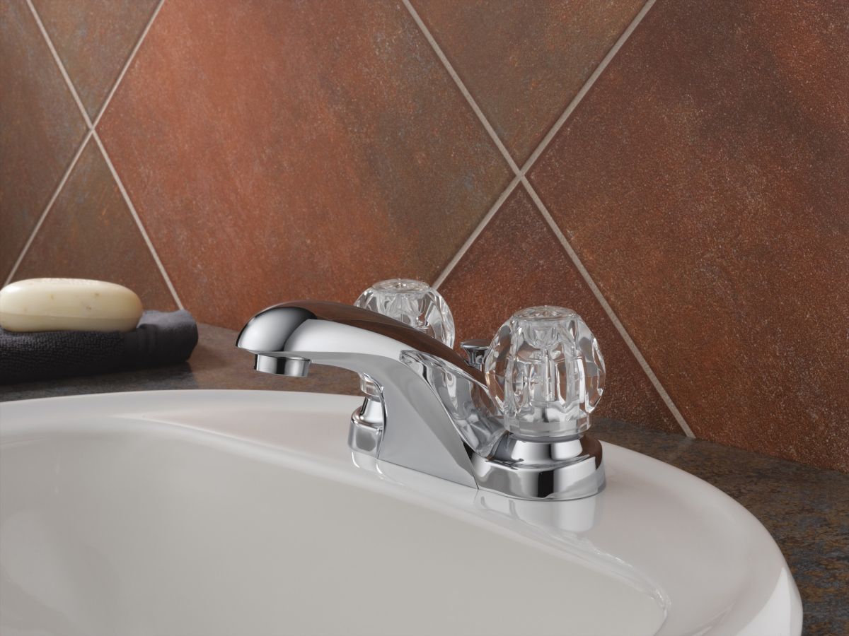 DELTA Foundations Two Handle Centerset Bathroom Faucet — Chrome