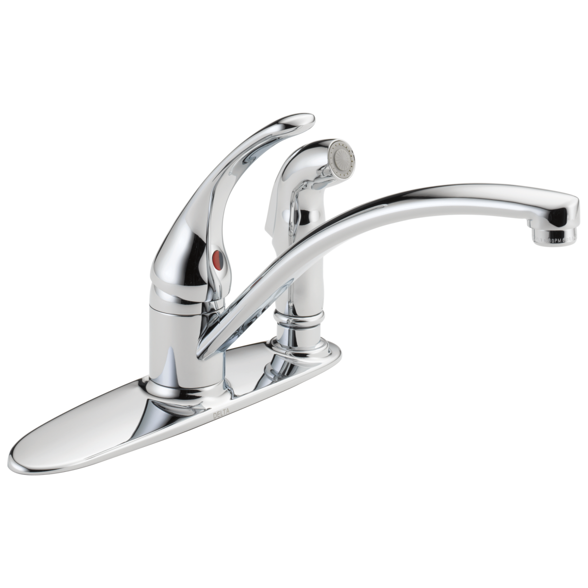 DELTA Foundations Single Handle Kitchen Faucet with Integral Spray — Chrome