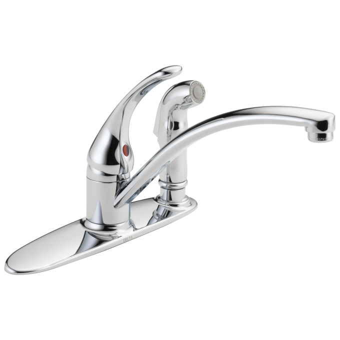 DELTA Foundations Single Handle Kitchen Faucet with Integral Spray — Chrome