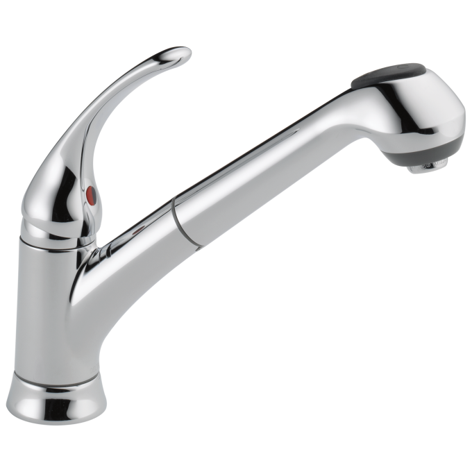 DELTA Foundations Single Handle Pull-Out Kitchen Faucet — Chrome