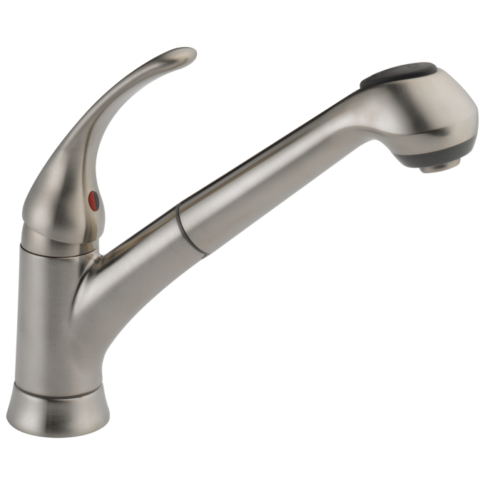 DELTA Foundations Single Handle Pull-Out Kitchen Faucet — Stainless