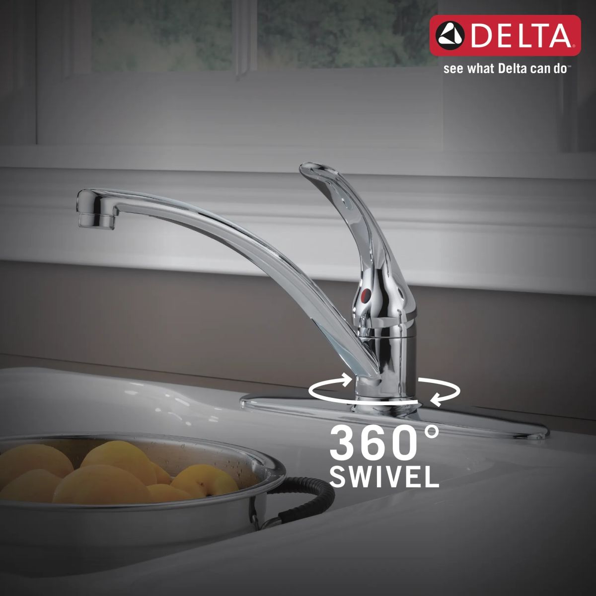 DELTA Foundations Single Handle Kitchen Faucet with Spray — Chrome