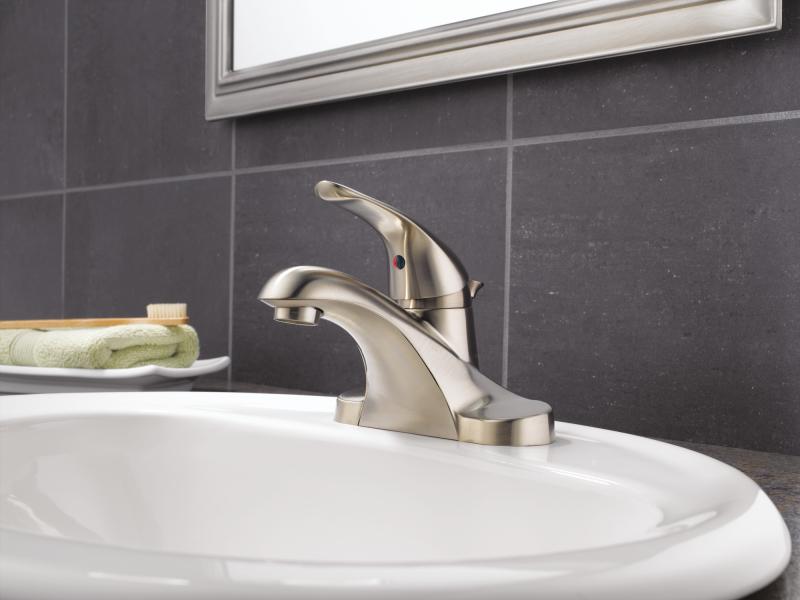 DELTA Foundations Single Handle Centerset Bathroom Faucet — Stainless