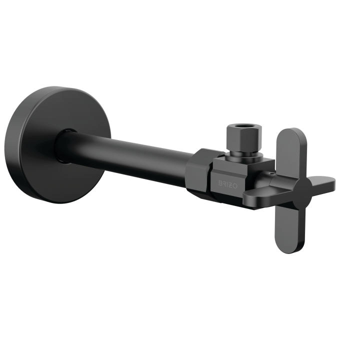BRIZO Odin Angled Supply Stop Valve with Cross Handle — Matte Black