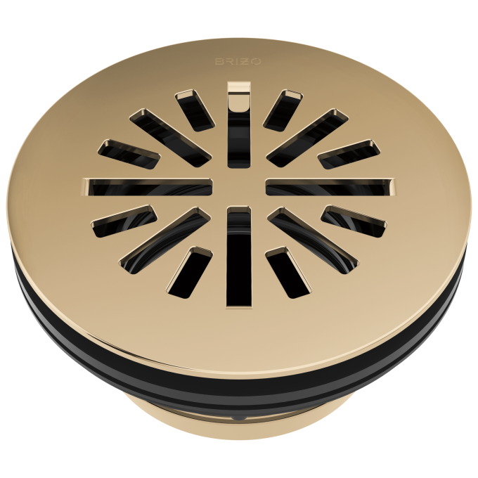 BRIZO 4" Prefab Round Shower Drain — Polished Gold