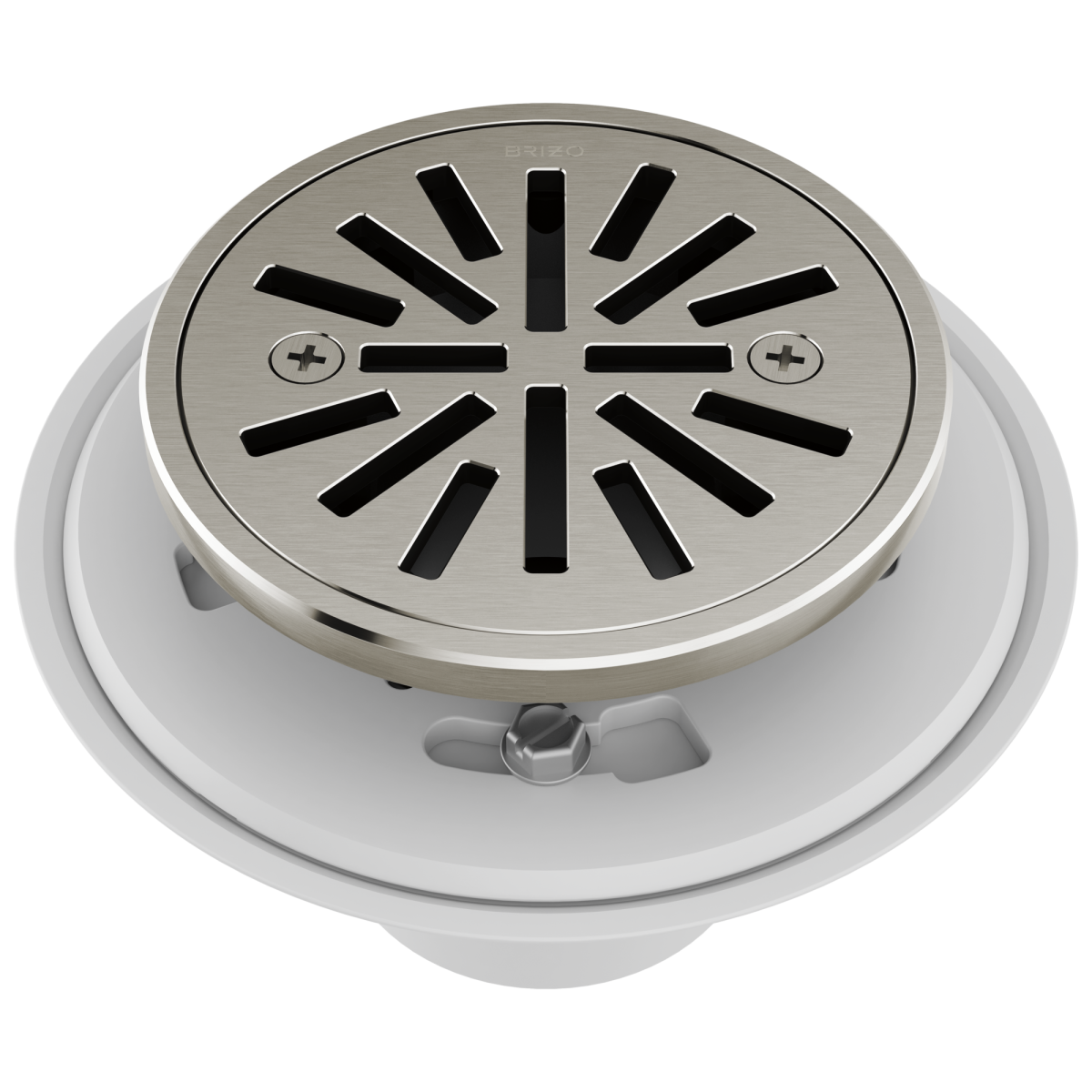 BRIZO 4" Tile-In Round Shower Drain — Brushed Nickel