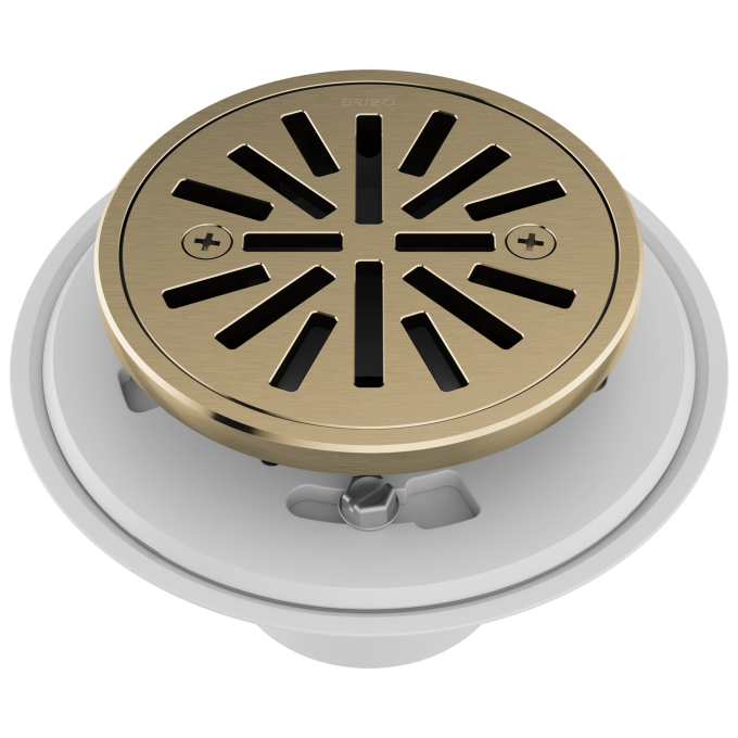BRIZO 4" Tile-In Round Shower Drain — Luxe Gold