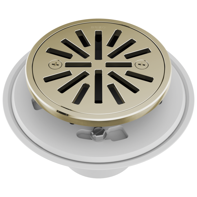BRIZO 4" Tile-In Round Shower Drain — Polished Nickel