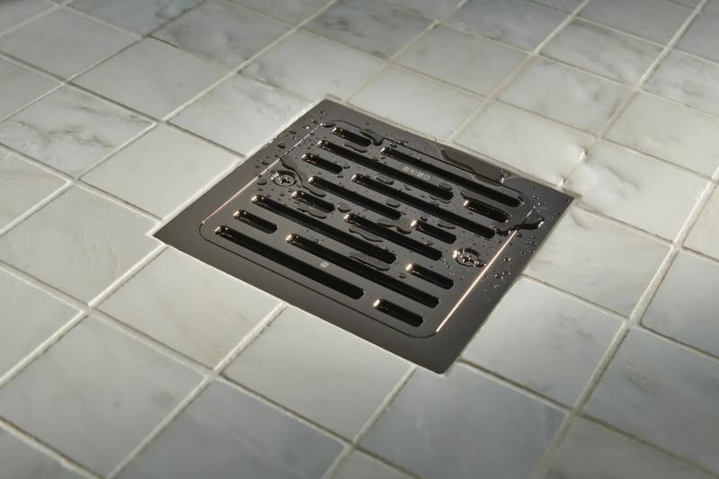 BRIZO 4" Tile-In Square Shower Drain — Brilliance Black Onyx