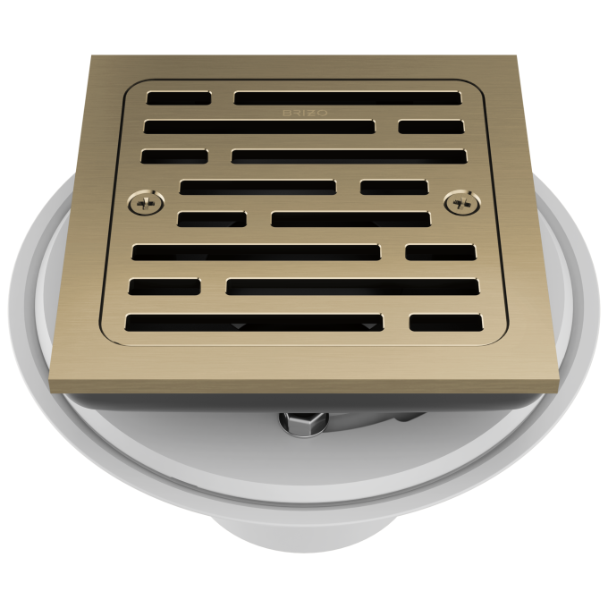 BRIZO 4" Tile-In Square Shower Drain — Luxe Gold