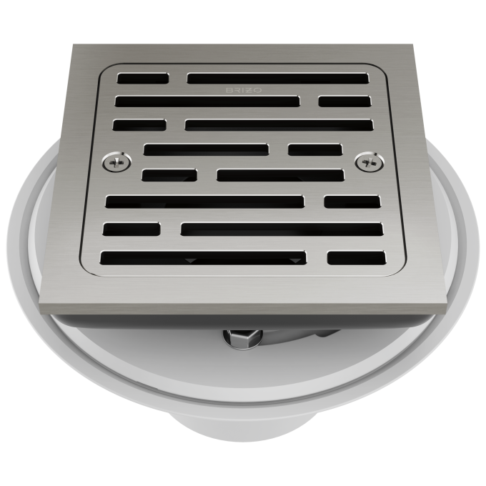 BRIZO 4" Tile-In Square Shower Drain — Luxe Nickel
