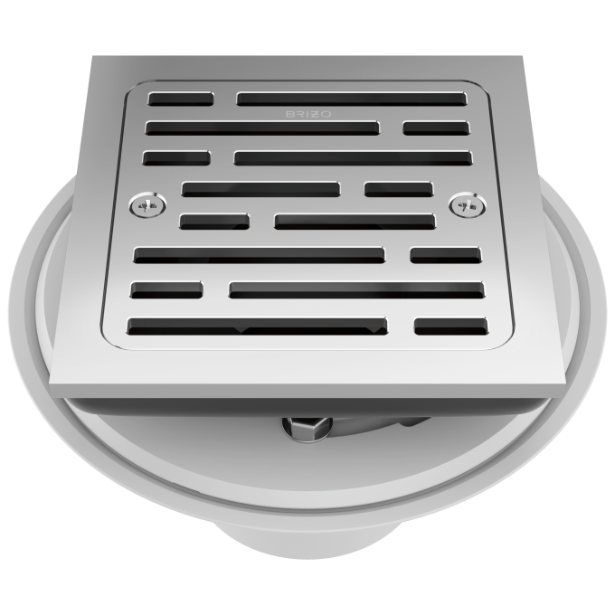 BRIZO 4" Tile-In Square Shower Drain — Chrome