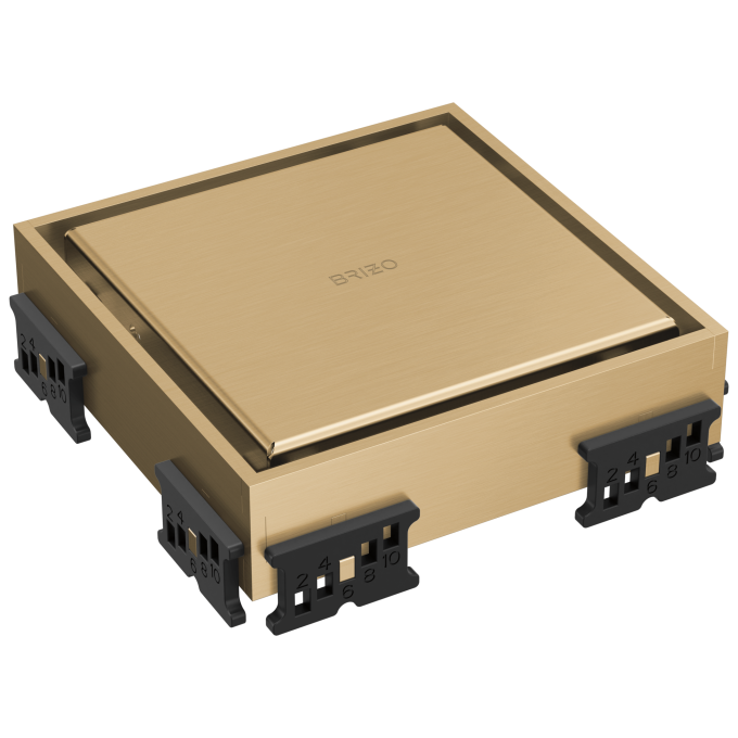 BRIZO 4" Reversible Square Point Shower Drain — Luxe Gold