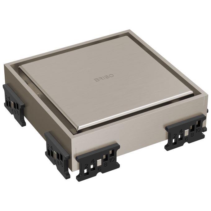 BRIZO 4" Reversible Square Point Shower Drain — Luxe Nickel