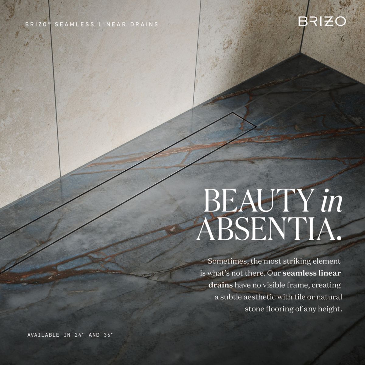 BRIZO 24" Seamless Linear Shower Drain — Not Applicable
