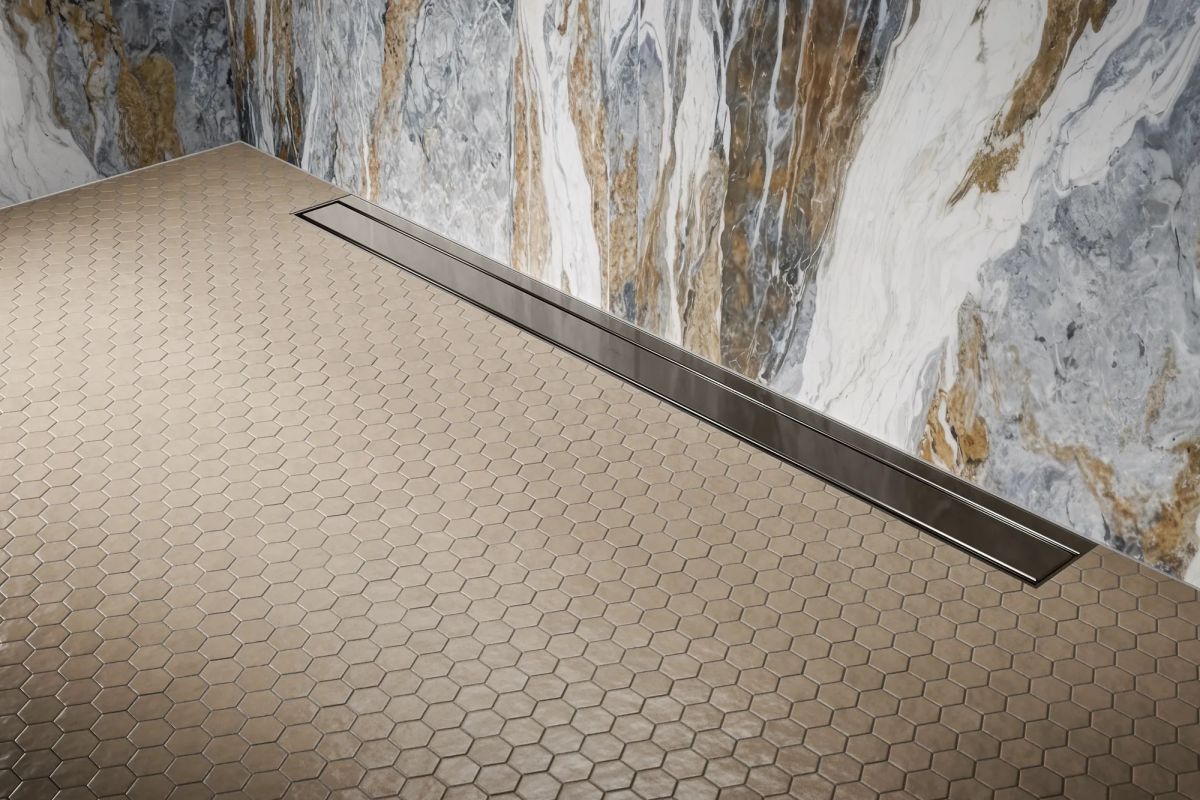 BRIZO 48" Reversible Linear Shower Drain — Brilliance Black Onyx