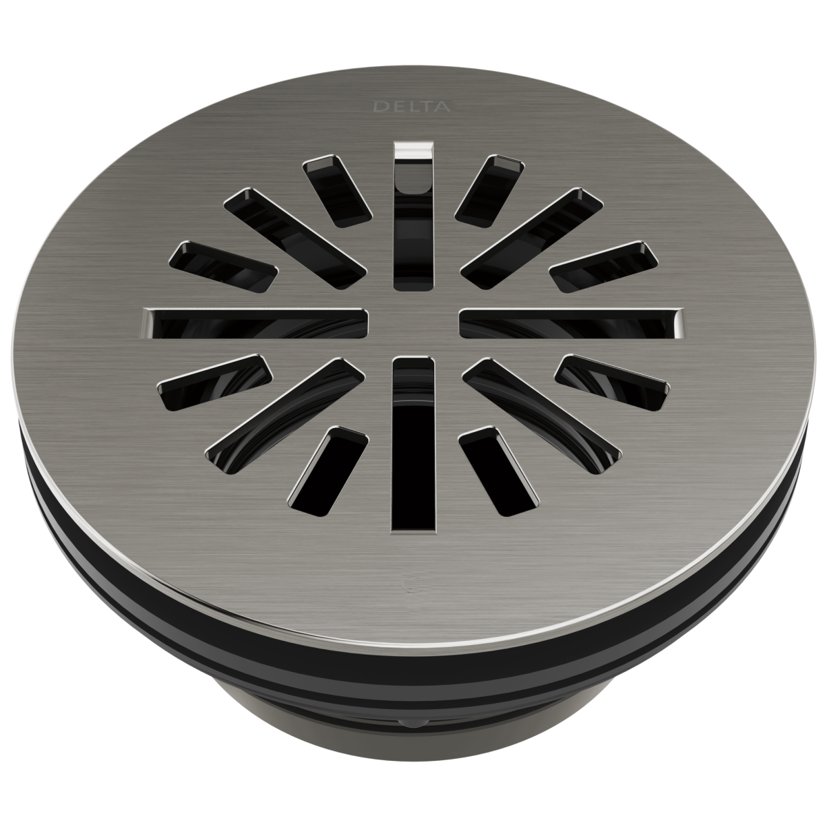 DELTA 4" Prefab Round Shower Drain — Black Stainless