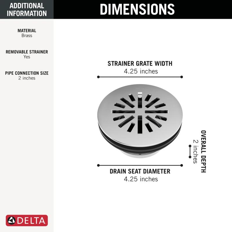 DELTA 4" Prefab Round Shower Drain — Chrome