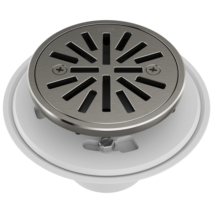 DELTA 4" Tile-In Round Shower Drain — Black Stainless