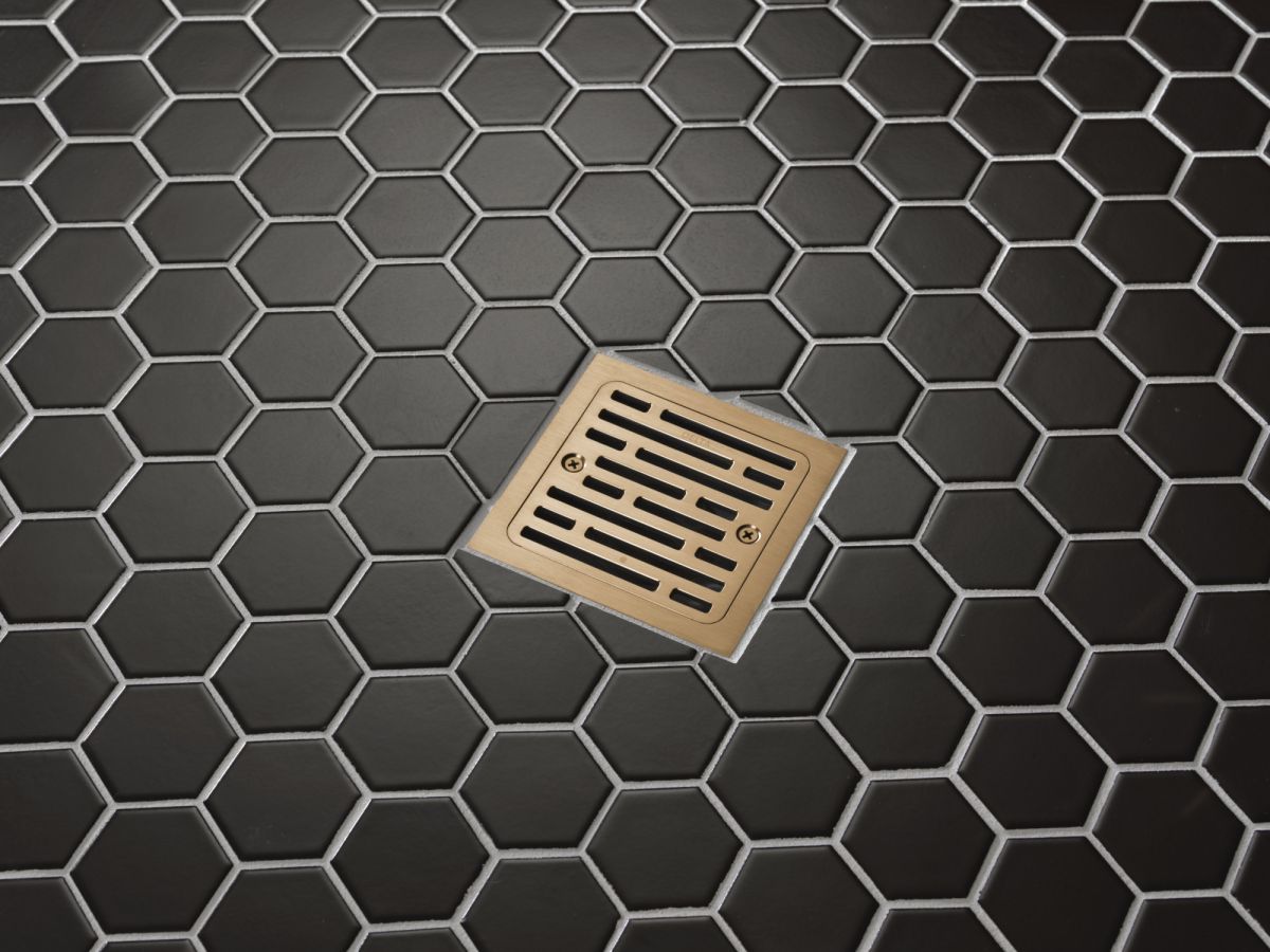 DELTA 4" Tile-In Square Shower Drain — Champagne Bronze