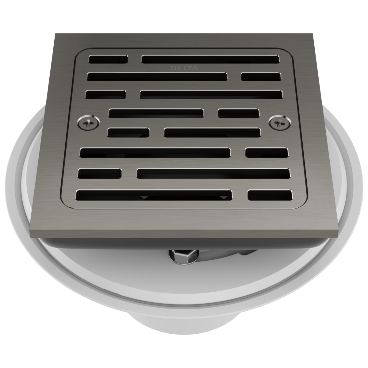 DELTA 4" Tile-In Square Shower Drain — Black Stainless
