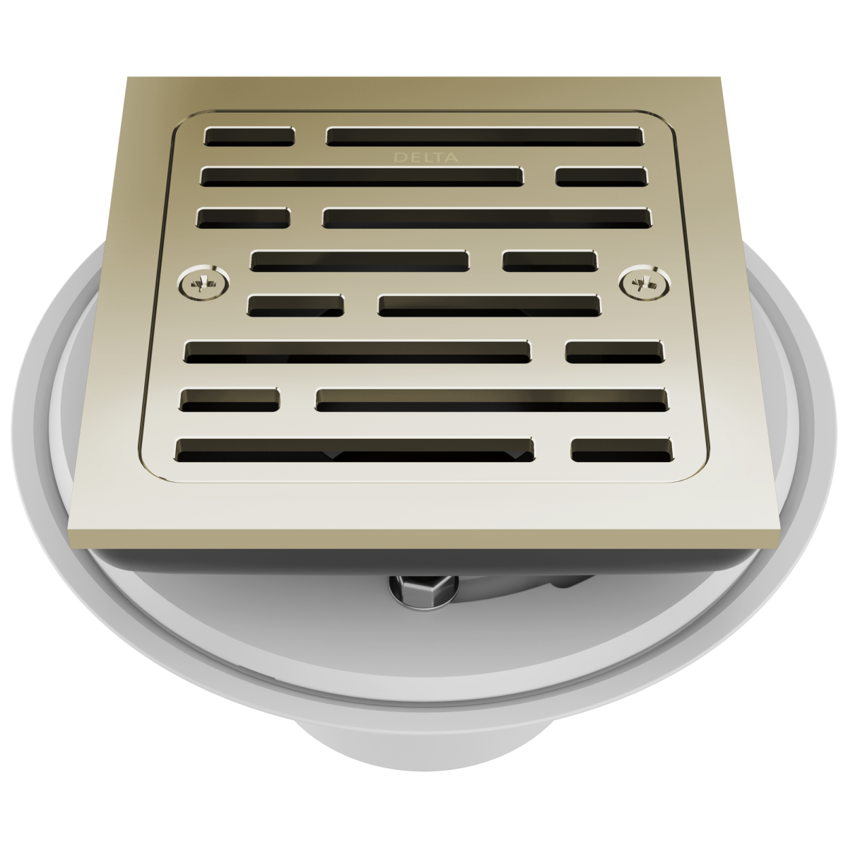 DELTA 4" Tile-In Square Shower Drain — Polished Nickel