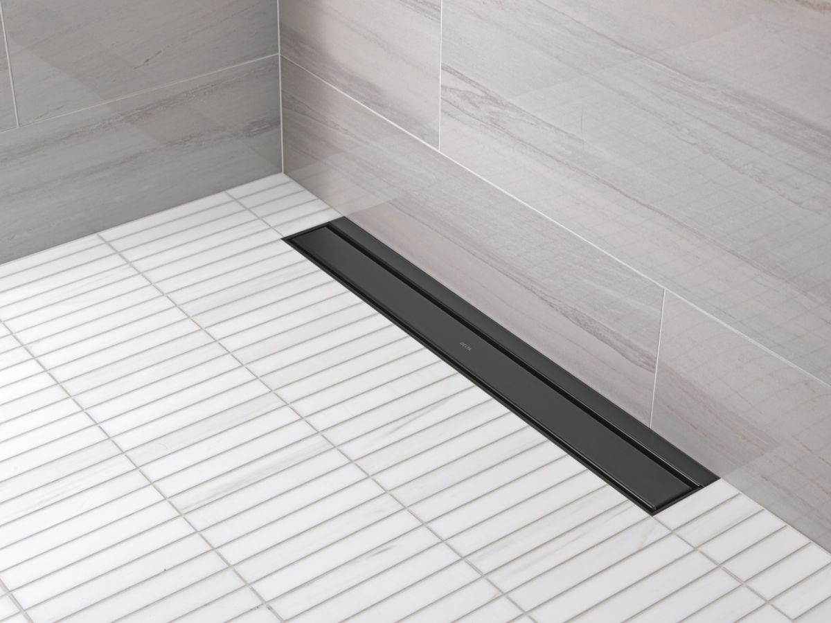 DELTA 24" Linear Shower Drain Wall Edge — Matte Black