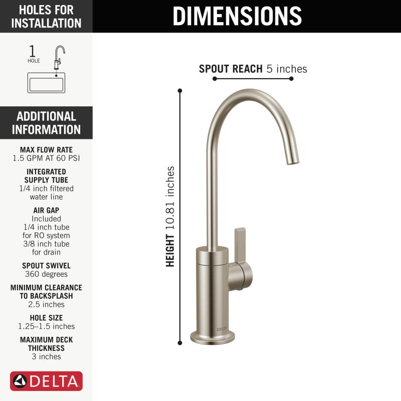 DELTA Clarifi Contemporary Beverage Faucet — Stainless