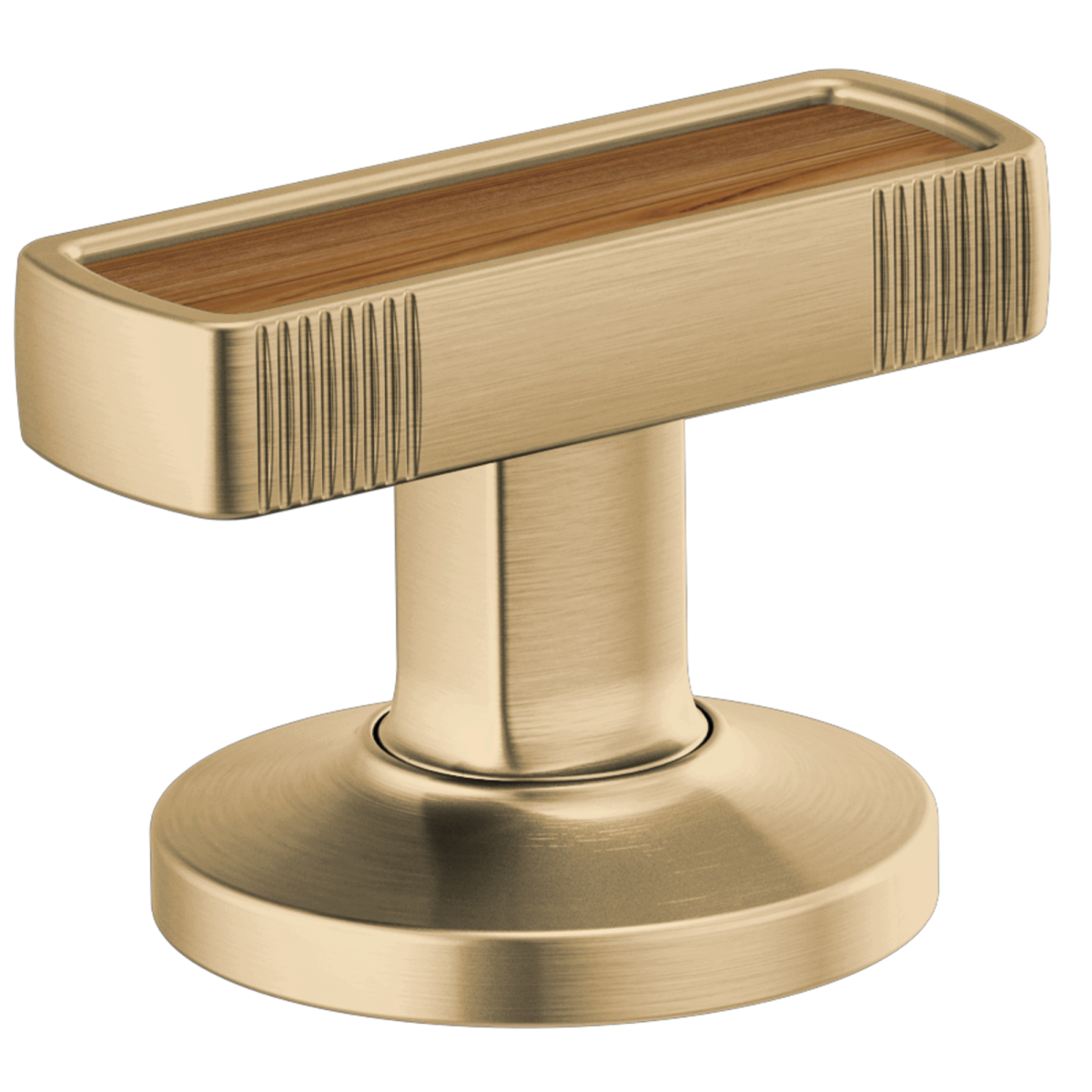 BRIZO Kintsu Widespread Lavatory Knob with Wood Inlay Handle Kit — Luxe Gold