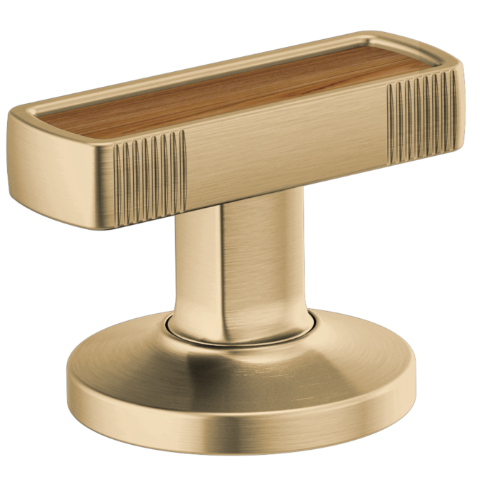 BRIZO Kintsu Widespread Lavatory Knob with Wood Inlay Handle Kit — Luxe Gold