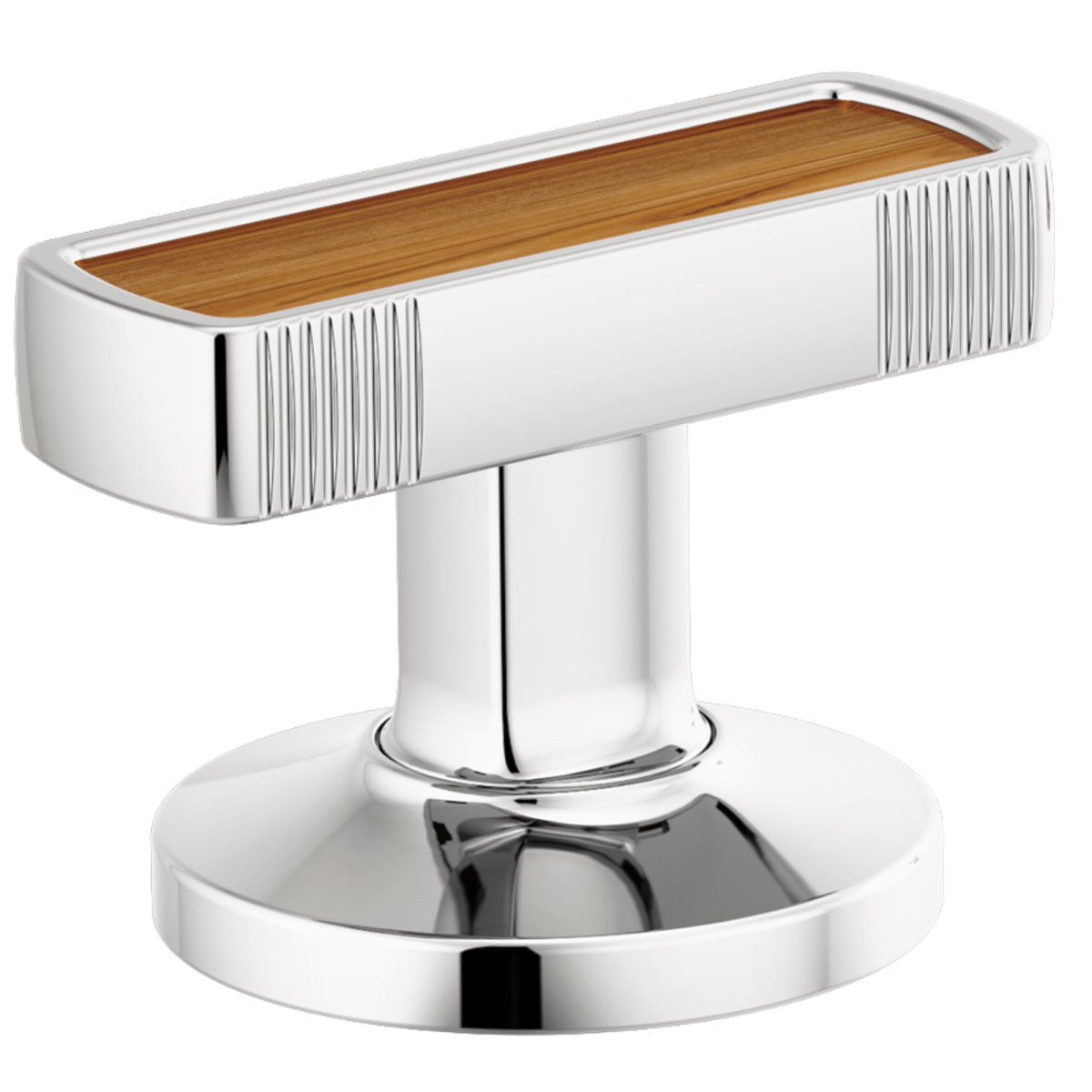BRIZO Kintsu Widespread Lavatory Knob with Wood Inlay Handle Kit — Chrome