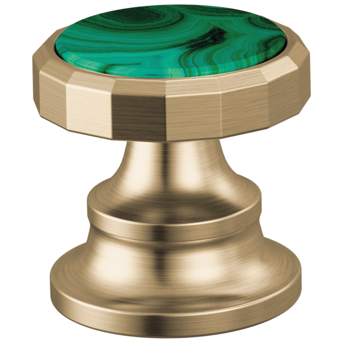 BRIZO Beauclere Widespread Lavatory Wheel Handle Kit — Luxe Gold / Malachite